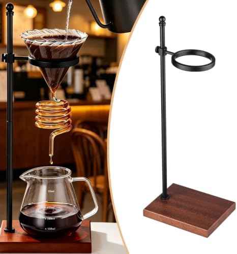 Coffee Dripper Stand Wooden Adjustable Coffee Stand Holder Aluminum Alloy Pour Over Coffee Pot Holder Reusable Vintage Style Suitable for Gift - Image 5