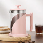 French Press Coffee Maker Coffee Press, With 3 Filters System, Heat Resistant Thickness Borosilicate Glass, Stainless Steel, Cold Brew Coffee Tea Pot, Easy To Clean(/Pink,800ml) by GIZNXBA