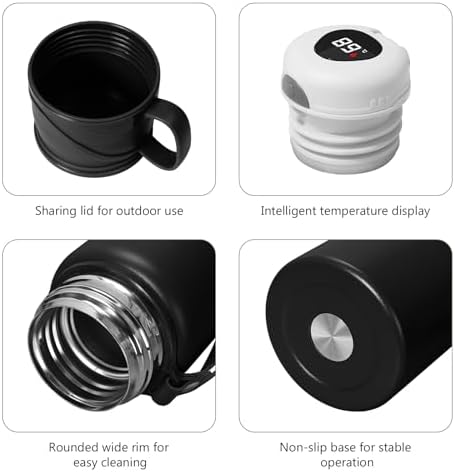 Double wall vacuum Leakproof stainless steel wide mouth insulated water bottle tea tumbler with cup,lid;smart thermoses hot coffee,thermal flask ice drinks with led digital temperature display - Image 3