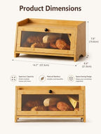 Bread Box for Kitchen Countertop With Top Shelf for Fruit,1 Tier, Natural - Image 3
