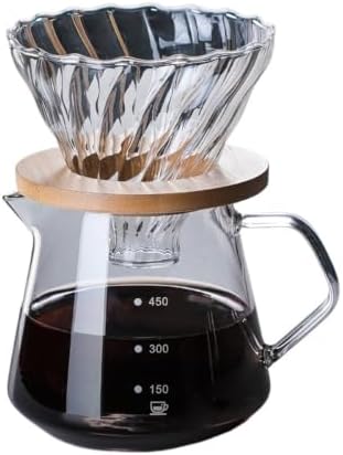 Pour Over Coffee Maker Set, High Borosilicate Glass Coffee Carafe With Filter Cup, Hand Drip Coffee Brewing Pot Server For Home Office Use(Clear,Large) by Unknown