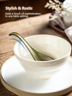 Gomakren Ceramic Asian Soup Spoons Set of 6, 6.5in Ramen Pho Spoons & Ceramic Pour Over Coffee Dripper, 3-Hole Cone Brewer - Image 2