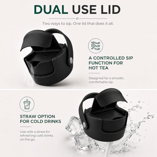 22 oz Ceramic Lined Tea Infuser Travel Tumbler, Micro-Mesh Stainless Steel Infuser, Pure Taste Ceramic Interior, Triple Insulated 12hr Hot Cold, Dual Sip & Straw Lid, Scratch-Resistant - Image 5