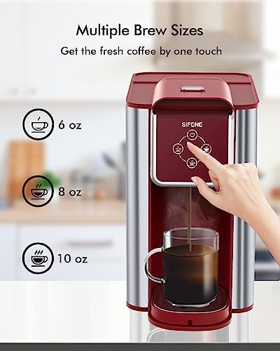 SIFENE 3-in-1 Single Serve Coffee Machine, K-Pod & Tea Brewer, 50 oz, Red - Image 4