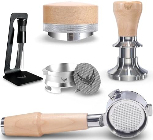 54mm Portafilter Kit & Barista Tool Set For Breville – Bottomless Portafilter, Calibrated Tamper, Distribution Tool, WDT Tool, Espresso Funnel & Puck Screen by KNODOS