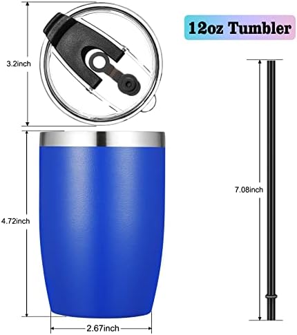 VEGOND Stainless Steel 12 oz Tumblers bulk Vacuum Insulated Double Wall Travel Tumbler with Lid and Straw Reusable Tumbler, Royal Blue 6 pack - Image 4