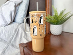 Sip-Sip Hooray! Ghost Holding Cats Halloween 40oz Glass Tumbler with Lid - Image 2
