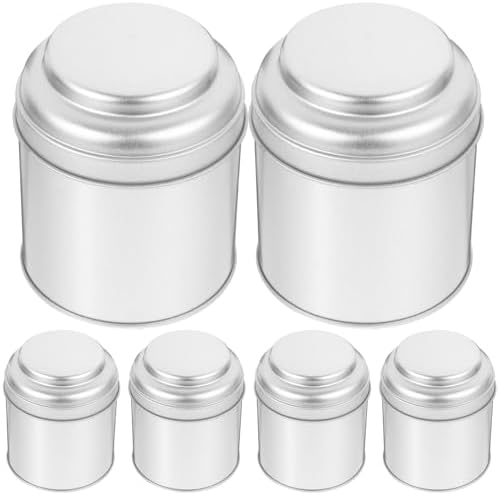 SHINEOFI 6pcs Airtight Tin Canisters with Double Lids Food-grade Tinplate Tea Storage Jars for Loose Leaf Tea and Coffee Portable Containers for Kitchen Organization by Unknown