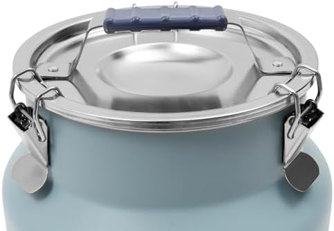 12L/3.17Gal Stainless Steel Airtight Canister Blue Round Food Storage Canisters with Airtight Lid&Locking Clamp Rice Cereal Grain Canisters Container Bucket for Rice Milk Jug Coffee Bean Storage - Image 6