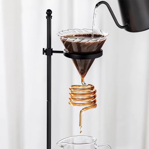 Pour Over Coffee Dripper Set with Glass Cone, Metal Stand, and Wood Base, Reusable Filter for Home, Office, and Outdoor Brewing - Durable and Stylish - Image 3