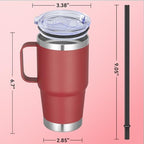 20 oz Stainless Steel Tumbler with Handle Bulk Metal Insulated Tumblers Travel Coffee Mug with Handle Double Wall Tumbler Cup with Lid and Straw, Wine Red 12 Pack - Image 4