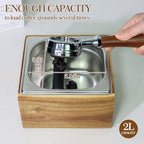 Large Acacia Wood Espresso Knock Box with Stainless Steel Interior - Image 4
