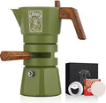Bincoo 120ML Stovetop Espresso Maker Double Valve Moka Pot with Thermostat Extractor Prevent over-extraction,Italian Espresso Moka Pot with Powder Dispenser and Filter Paper for Home(Green) by Bincoo