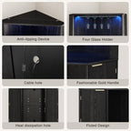kepptory 71" Corner Bar Cabinet with Mini Fridge Space, LED Light Cabinet - Image 4