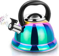 Tea Kettle, Kettle 3.7QT, Tea Pot Whistling 316 Stainless Steel, Tea Kettle Stovetop with Cool Folding Handle, Kettle Teapot Rainbow Induction for Boiling Water, Mirror Finish by WEFTNOM