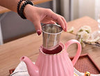 Jusalpha Porcelain Tea Set- Teapot and Creamer Sugar Bowl Set, Pink - Image 4