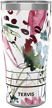 Tervis Traveler Sara Barrenson Floral Abstraction Triple Walled Insulated Tumbler Travel Cup Keeps Drinks Cold & Hot, 20oz, Stainless Steel by TervisTumblerCompany