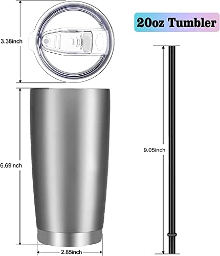 VEGOND 20oz Tumbler with Lid and Straw Stainless Steel Tumbler Cup Bulk Vacuum Insulated Double Wall Travel Coffee Mug Powder Coated Coffee Cup, Stainless, 6 Pack - Image 4