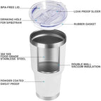 DOMICARE 30oz Tumbler Bulk with Lid and Straw, Double Wall Travel Coffee Mug, Insulated Vacuum Stainless Steel Tumblers, Powder Coated Tumbler Cup (White, 8) - Image 5