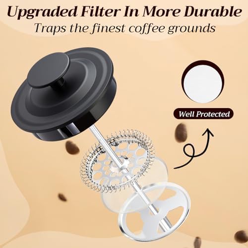 LemonRoad 4 Pack French Press Coffee Maker Borosilicate Glass Coffee Press Heat Resistant Stainless Steel Tea Maker for Travel Camping Kitchen Gifts Includes Pot Filters(12oz) - Image 5