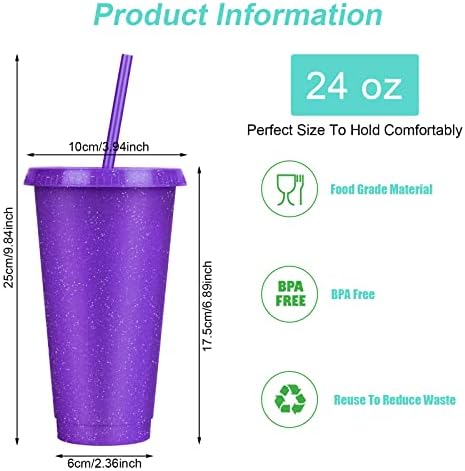 24 Pack Plastic Tumblers with Lids and Straw, Reusable Cups with Lids and Straws Colorful Cups for Cold Drink Iced Coffee, Plastic Tumbler Bulk for Party Birthday Gifts (24 oz, Solid Colors) - Image 3