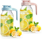 2 Pack Mason Jar with Pour Spout Lid V-shaped, 2 Quart Iced Tea Pitcher Double Leak Proof, 64 oz Drink Pitcher for Breastmilk, Sun Tea, Juice, Coffee Creamer, Formula Pitche by miradexic