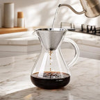 Pour Over Coffee Maker Set with Reusable Stainless Filter 20 fl oz, Heat-Resistant Borosilicate Glass Paperless Pour Over Coffee Dripper with coaster for Home Daily Coffee - Image 2