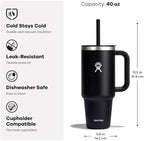 Hydro Flask Travel Tumbler with Handle, Lid and Straw - Insulated Stainless Steel in 40 Oz Tonal Trillium Pink - Image 3