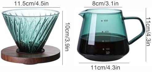 Pour Over Coffee Maker Set, 600ML Glass Carafe Coffee Server with Dripper - Image 2