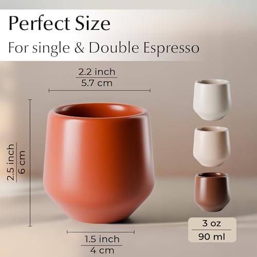 MIAMIO - Espresso Cups Set of 4 / Mug, Ceramic (3oz) - Luxe (Beige Pastel) - Image 3