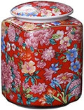 Kitchen Storage Jar Chinese Retro Red Patterned Ceramics Loose Tea Tin Storage Caddy Canister Container Tins Jar with Airtight Lid ﻿ Leaf Tea Jar by Unknown