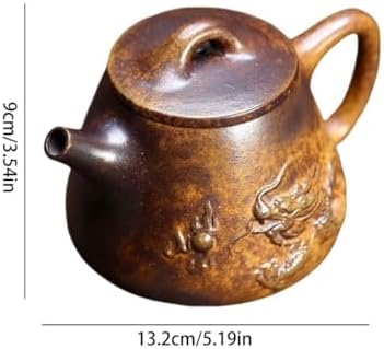 Tea Kettle High Temperature Clay Hand-carved Dragon Playing With Pearl Teapot Office Retro Tea Maker Ceramic Tea Infuser - Image 2