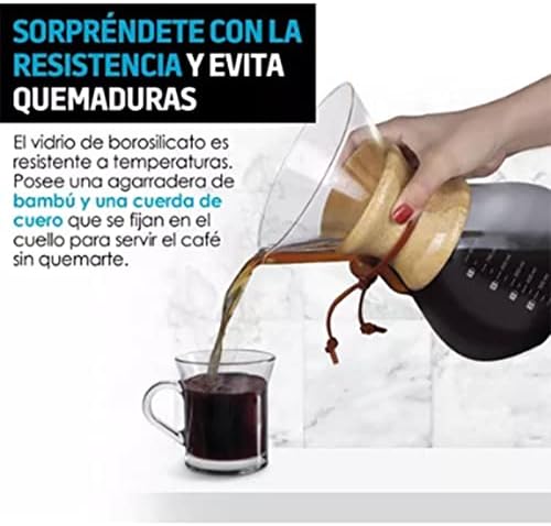 Pour Over Coffee Maker, 19.4 oz Borosilicate Glass Carafe and Reusable Stainless Steel Permanent Filter Manual Coffee Dripper Brewer with Real Wood Sleeve - Image 4