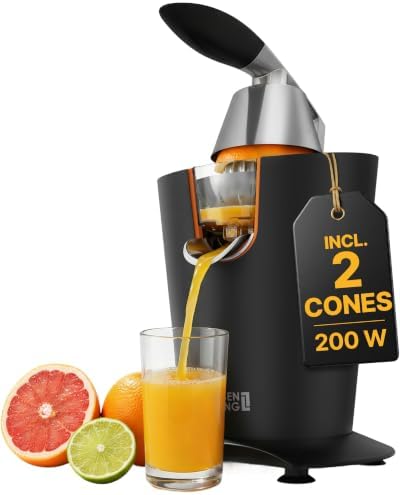 LEBENLANG Stainless Steel Electric Orange Juicer 200W I Incl. Stainless Steel Cone & BPA-Free | High Juice Yield for Oranges & Lemons | Electric Juicer Citrus Press Fruit Press by LEBENLANG