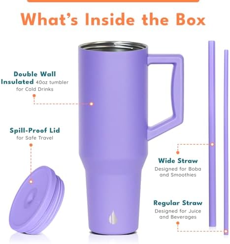 Elemental Spill Proof 40oz Insulated Tumbler with Handle & Straw Travel Mug - Image 3