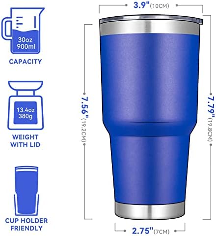 DOMICARE 30 oz Tumbler with Lid and Straw, Stainless Steel Tumblers Bulk, Insulated Vacuum Double Wall Travel Coffee Mug, Durable Powder Coated Tumbler Cups (Dark Blue, 12) - Image 2