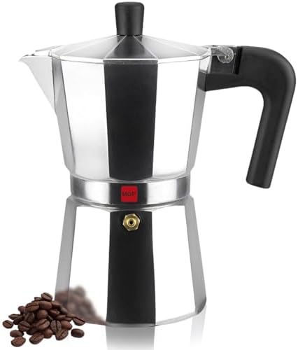 Magefesa Kenia Stovetop Espresso Moka Pot, 3-Cup/5 oz, Italian Coffee Maker for Cuban Coffee, Extra-Thick Aluminum, Heat-Resistant Handle, Safe & Easy-to-Use, Greca Coffee Maker by Magefesa