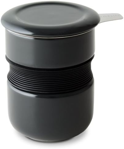 FORLIFE Curve Asian Style Tea Cup with Infuser and Lid 12 ounces, Black Graphite by Unknown