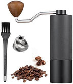 Manual Coffee Grinder Capacity 25 Grams, Stainless Steel Burrs - Wooden Handle, Burr Coffee Grinder for Home, Office, Camping, Hiking (Black) by Unknown