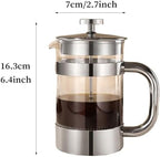 French Press Coffee Maker 3-level Filters Coffee And Tea Maker Durable Stainless Steel Frame, Thick Heat Resistant Glass Pot Multifunction Brewed Coffee Pot For Camping(/Black,350ml) - Image 6