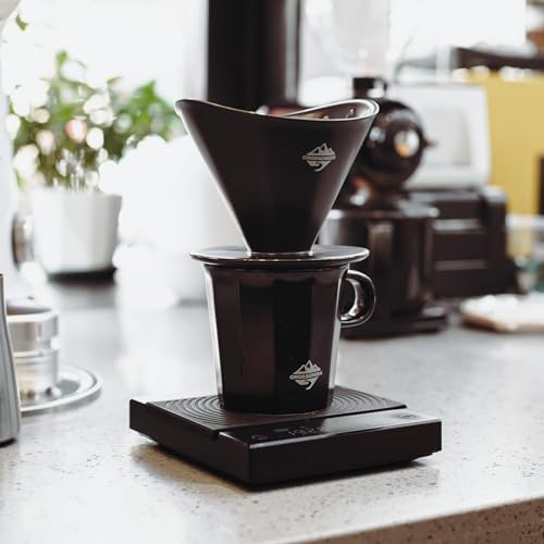 Pour Over Coffee Maker Set, Black Ceramic Coffee Dripper with V60 Paper filter, Black Ceramic Streamline Coffee Mug for Cafe Home Restaurant 6291-12201-03A - Image 2