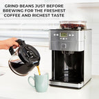 Kenmore Elite Grind and Brew Coffee Maker w/ Burr Grinder, 12 Cup Programmable Automatic Timer Brew Coffee Machine, Air-Tight Bean Hopper, Grind Size and Brew Strength Selectors, Stainless Steel - Image 6