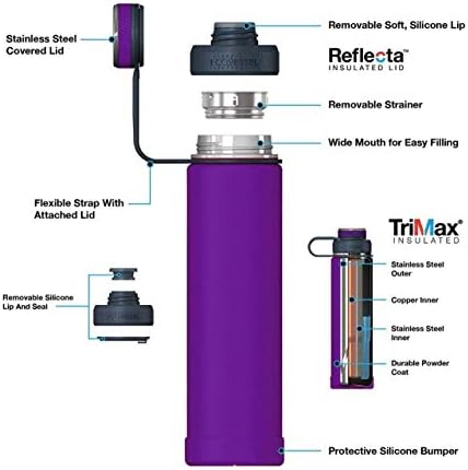 Personalized Vacuum Triple Insulated Sport Water Bottle Thermos -Stainless Steel Triple Wall Thermos with Lid & Strainer | Custom Laser Engraved 44 Options | Hot & Cold Drink Use 20 oz (Purple-Custom) - Image 3