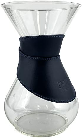 Hide & Drink, Pour Over Collar Compatible with Chemex 6-Cup Glass Handmade from Full Grain Leather - Slate Blue by HideDrink