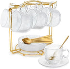 5.4 oz Espresso Cups Set of 6,Clear Glass Small Coffee Cups Set by Coffeetime