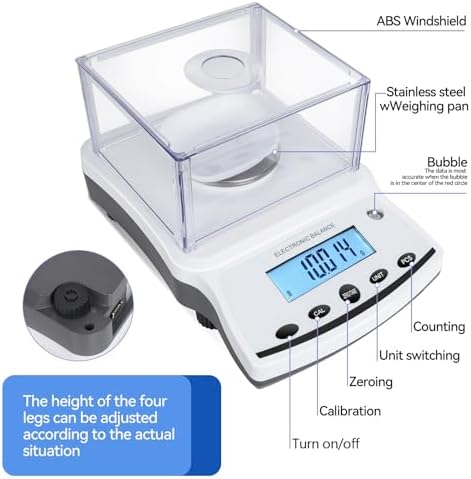 Lab Analytical Balance Scale 500g x 0.001g High Precision Laboratory Analytical Scale with Windshield, RS232 Interface – Lab Jewelry Scientific Use - Image 6