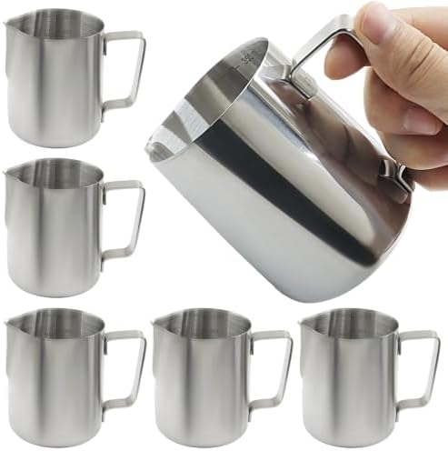 6 Pcs Milk Frothing Pitcher, 12 Oz Stainless Steel by Cionyce