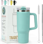 30 oz Tumbler with Handle Hidden Straw Stainless Steel Insulated by Tradeysum