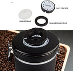Stainless Steel Coffee Jar, 1.8L/22OZ Coffee Storage Container with 260ML/8.8OZ Airtight Coffee Powder Jar, Date Tracker, Candies,Black - Image 4