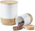 HASENSE Ceramic Kitchen Canisters with Bamboo Lids – 80oz & 24oz Storage Jars Set – 7.5" + 5.9" Airtight Pantry Containers for Tea, Coffee, Flour, Snacks – Modern Minimalist Design 2-Pack White by Hasense